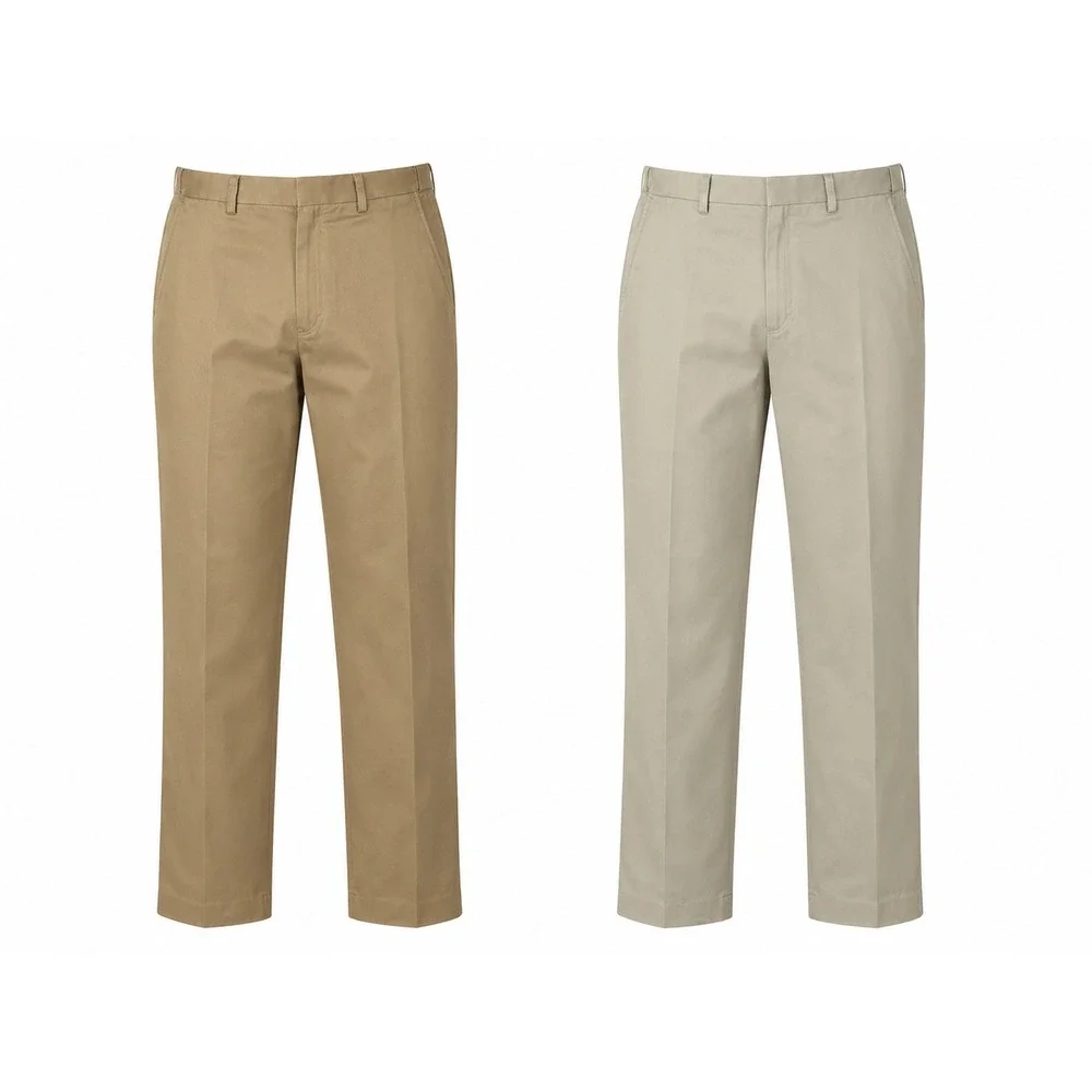 LL Bean Chino Pants Men 37 Khaki Comfort Waist Flat Front Cotton 262555 Lot of 2